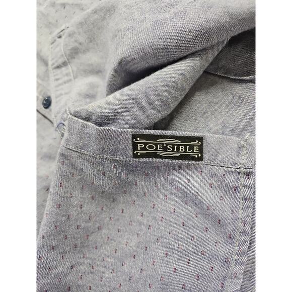 Freedom By Team Poe Mens Med. Button Down Shirt Blue With Red Flecks Branded - Picture 8 of 10